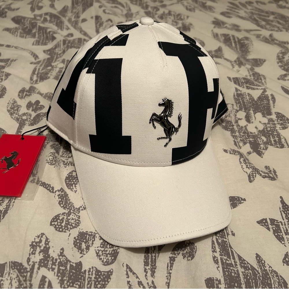 Ferrari Logo Print Cotton Twill Hat